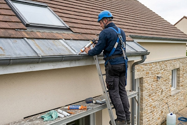 Installation d'une gouttière en zinc demi-ronde sur mesure